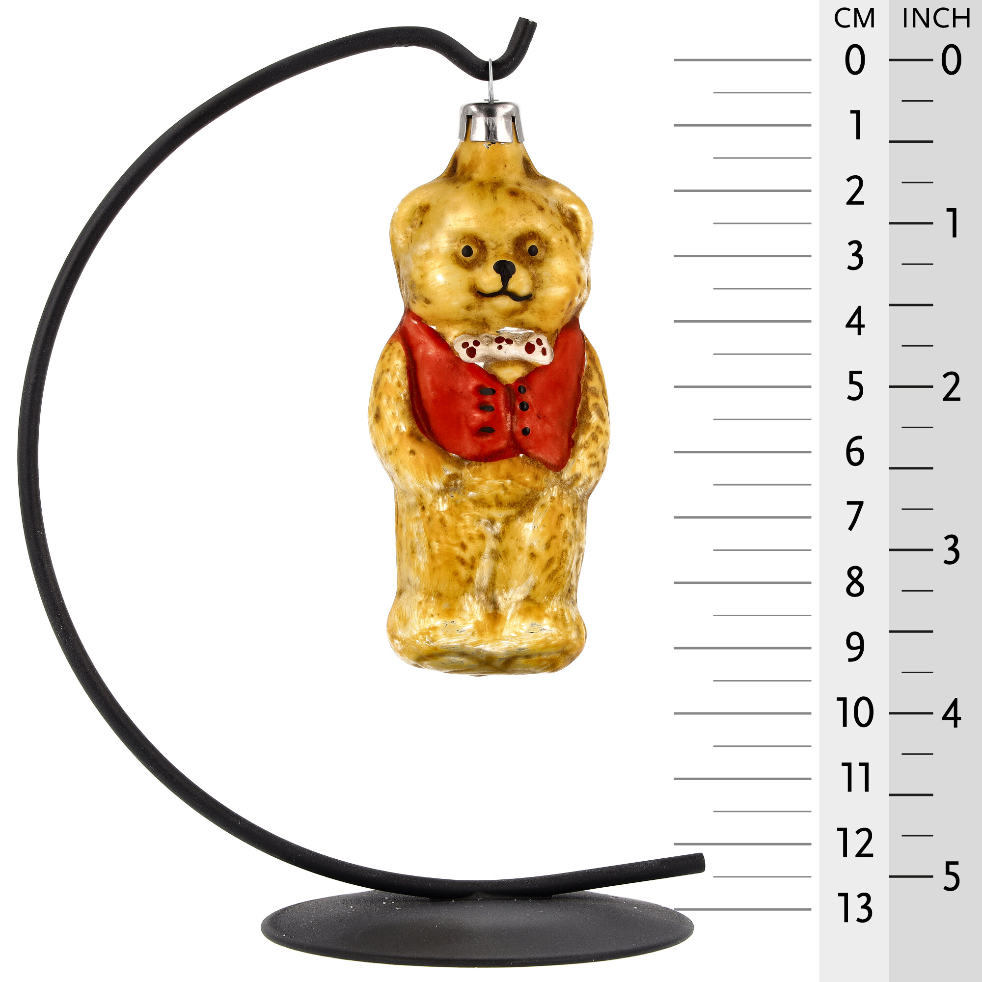 Retro Vintage style Christmas Glass Ornament - Bear with vest