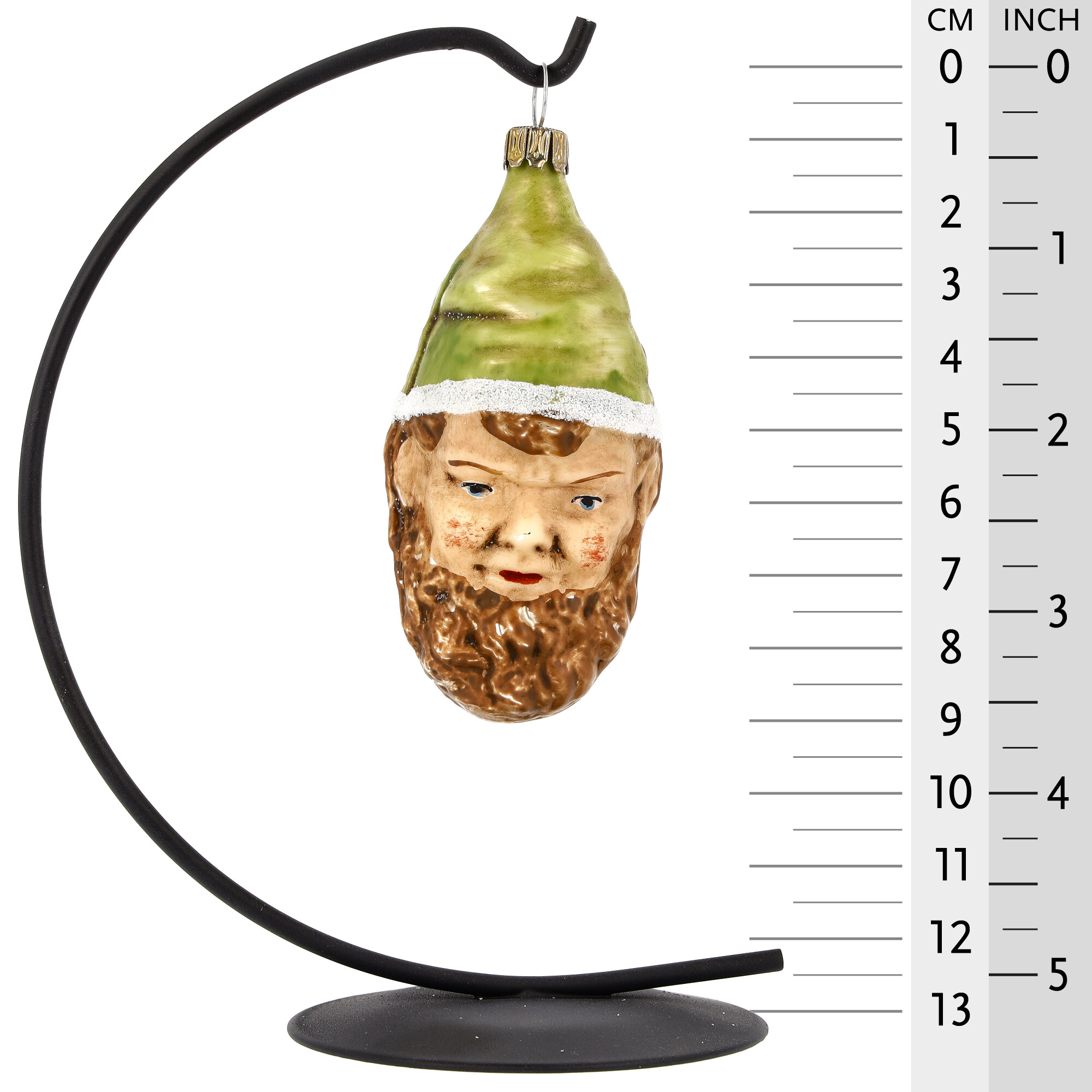 Retro Vintage style Christmas Glass Ornament - Dwarf with green hat