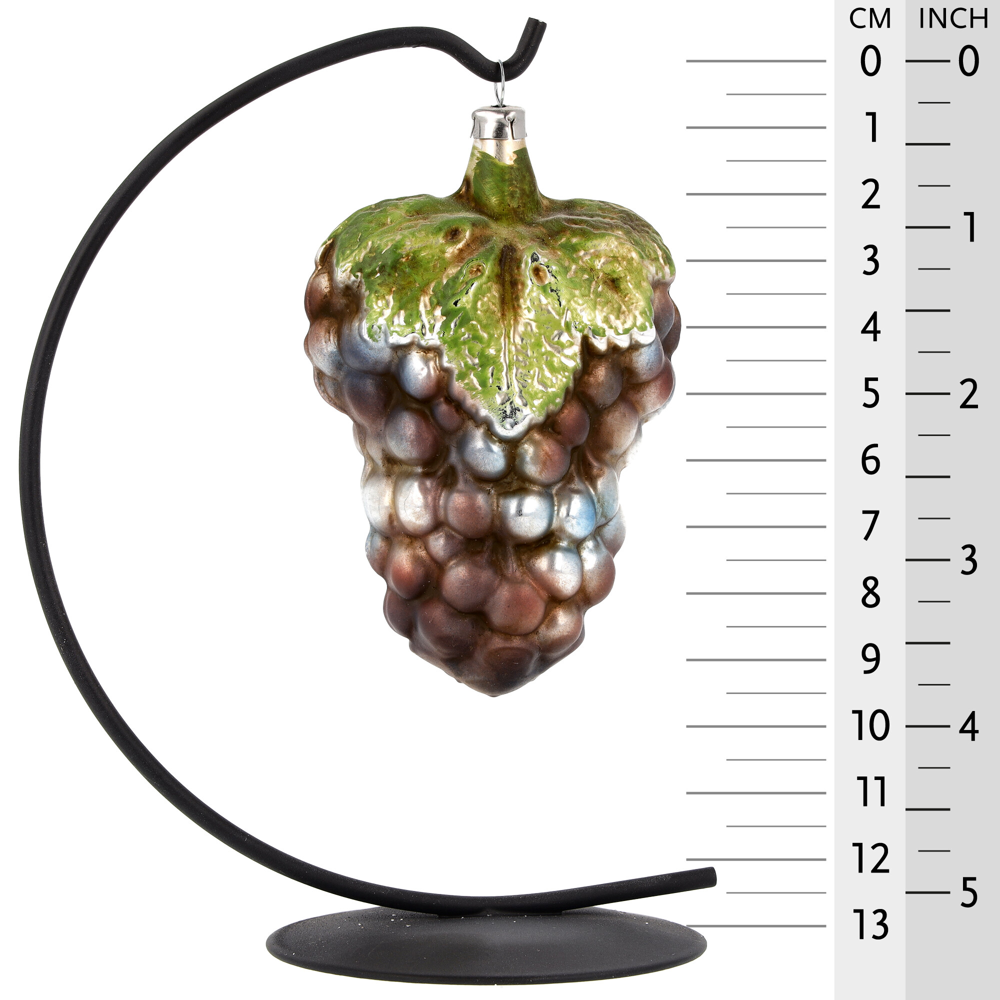 Retro Vintage style Christmas Glass Ornament - Large grapes with leaf