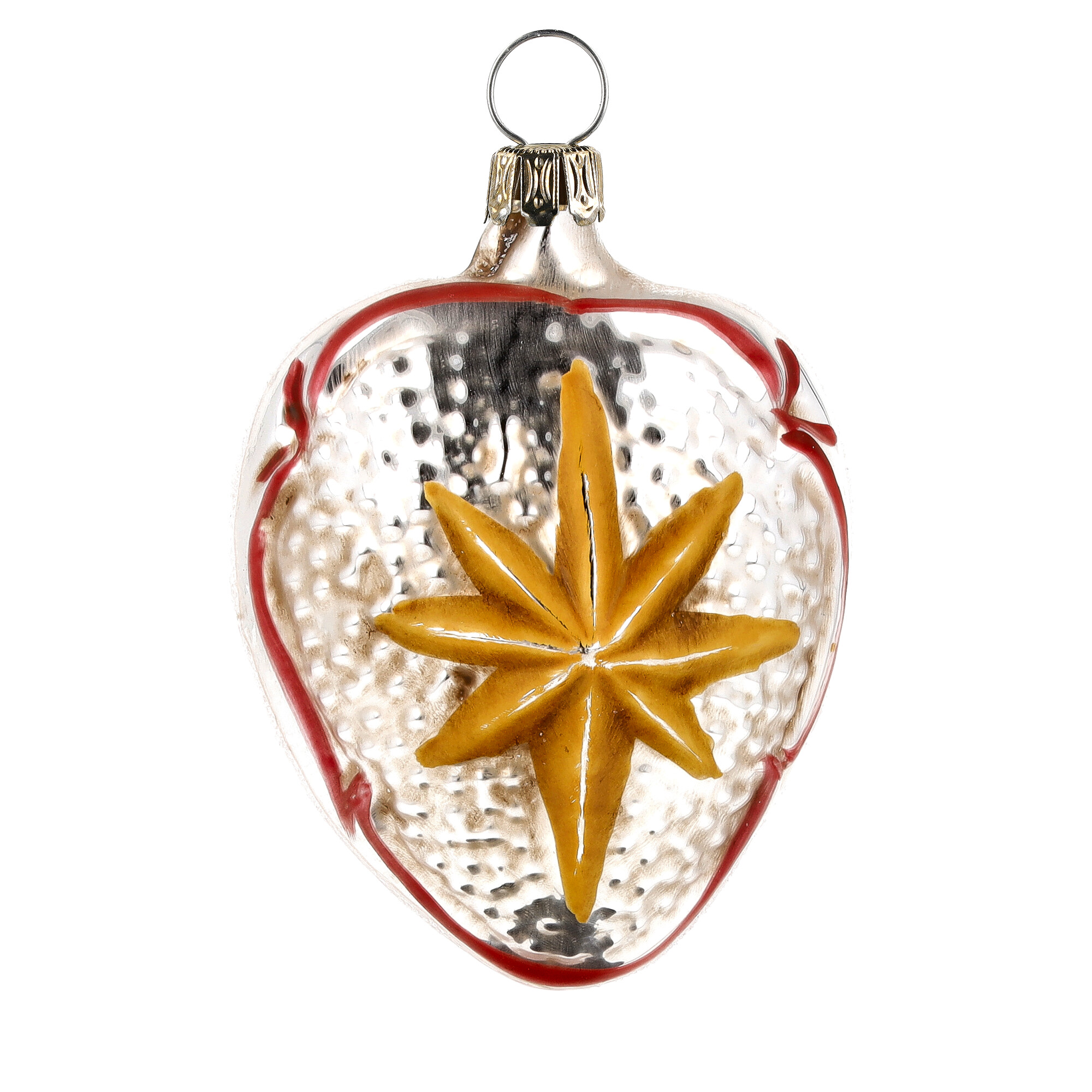 Retro Vintage style Christmas Glass Ornament - Snowdrop with Star