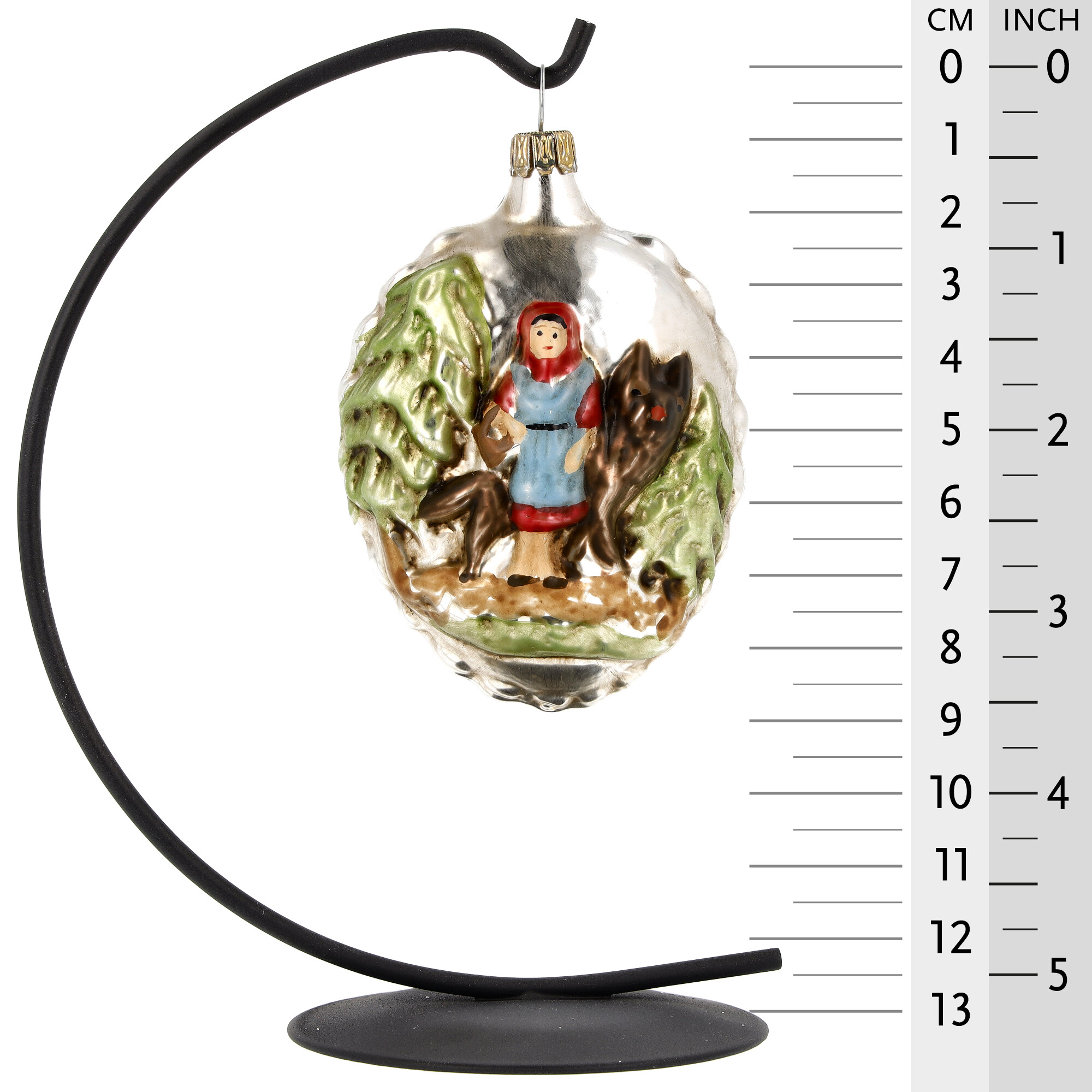 Nostalgisches Glasornament - Rotkäppchen und Wolf