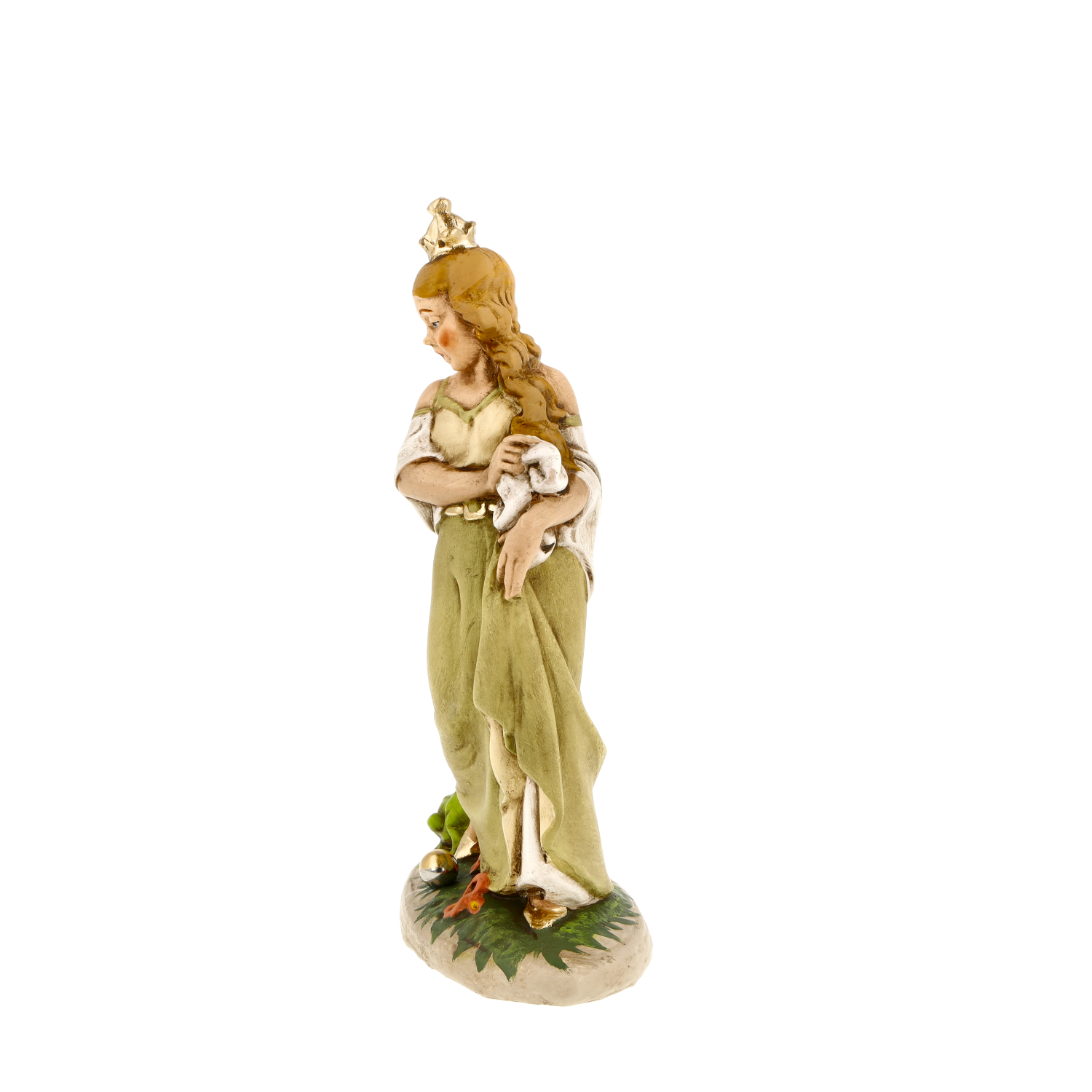 Princess and frog from "Frog King" fairy tale figure, H =  5 3/4 inch