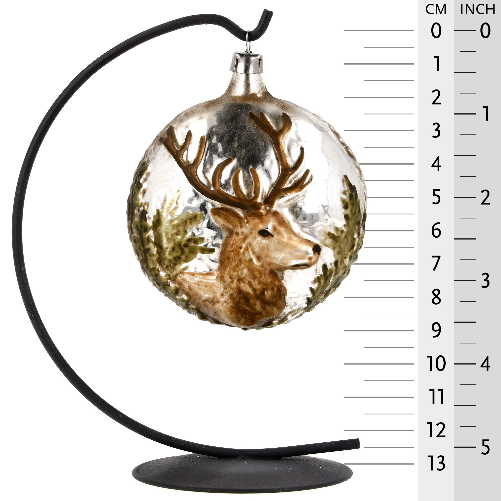 Retro Vintage style Christmas Glass Ornament - Stag head