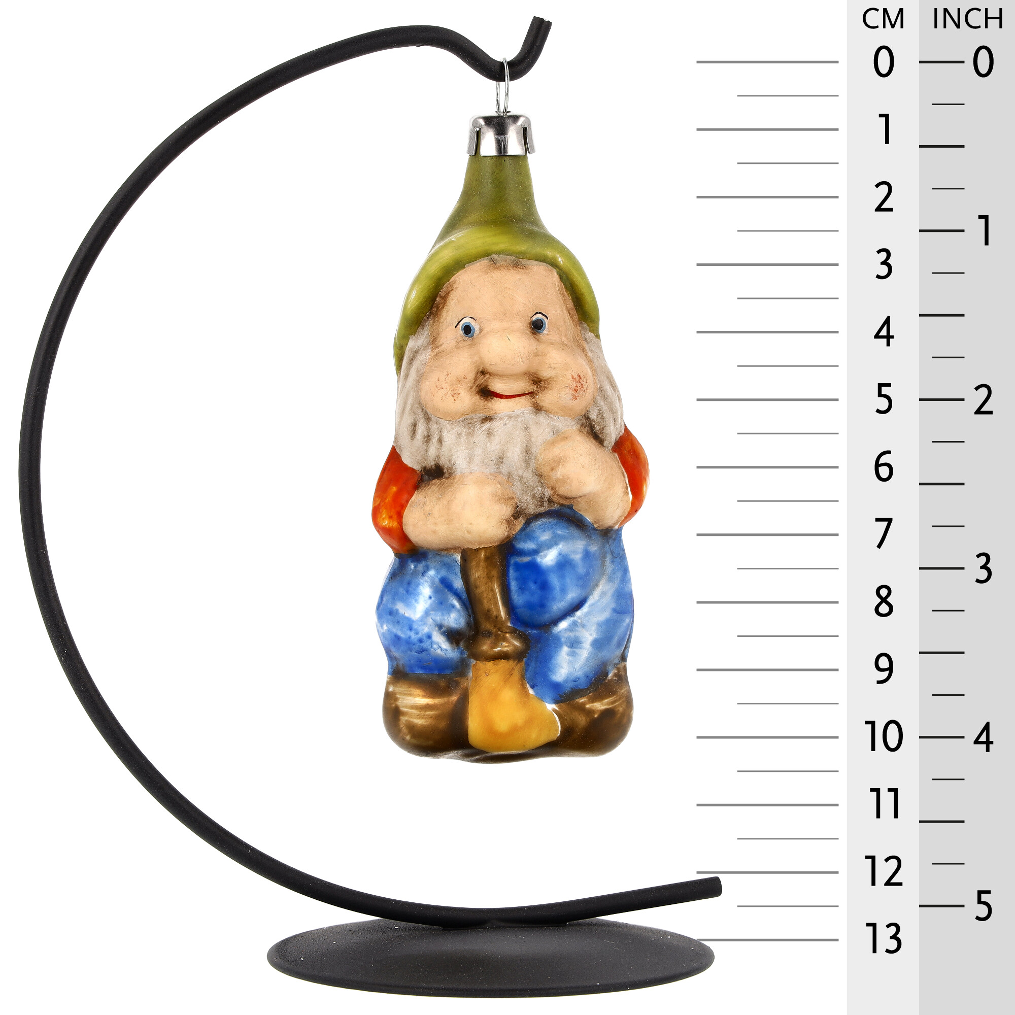 Retro Vintage style Christmas Glass Ornament - Dwarf with broom