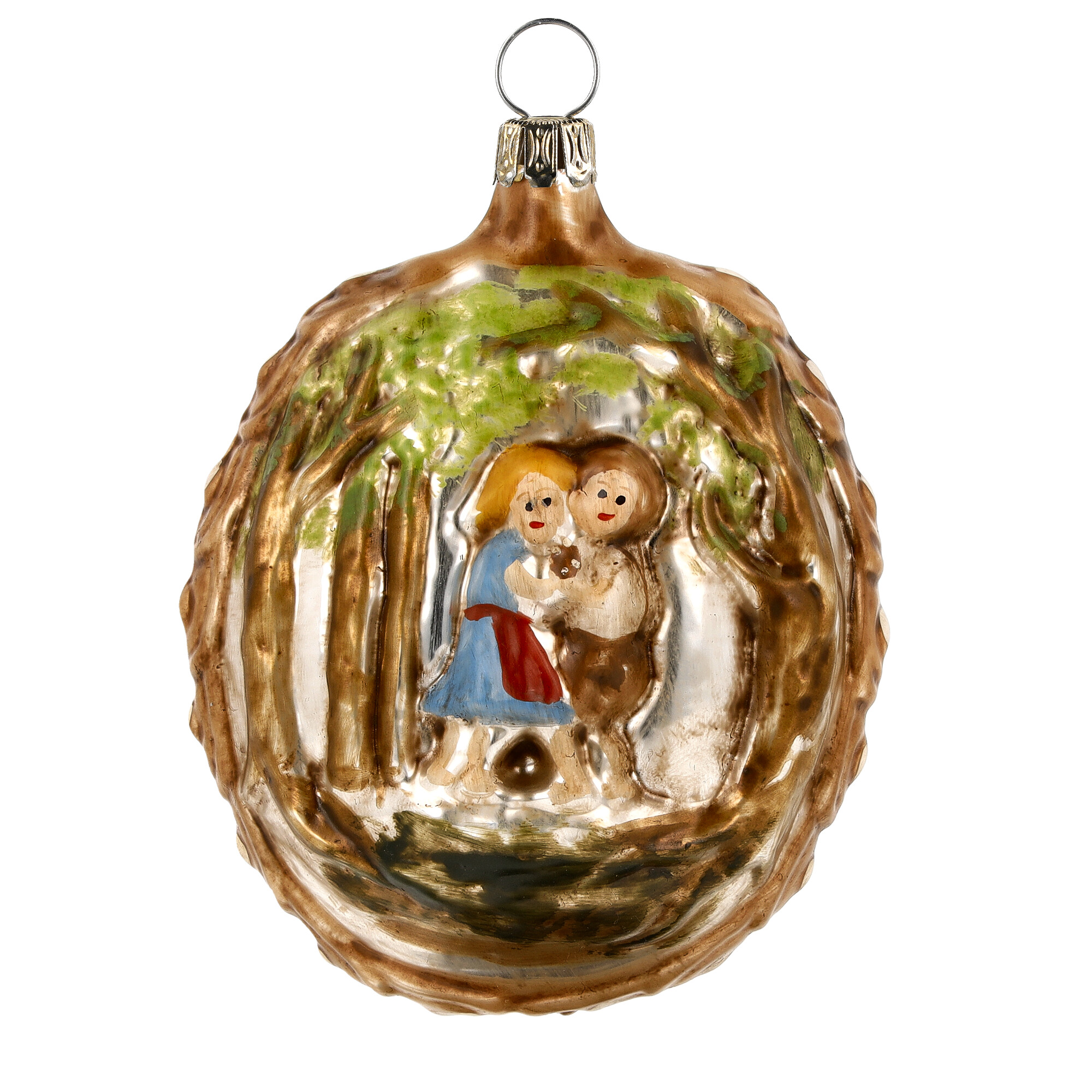 Retro Vintage style Christmas Glass Ornament - Hansel & Gretel with witch