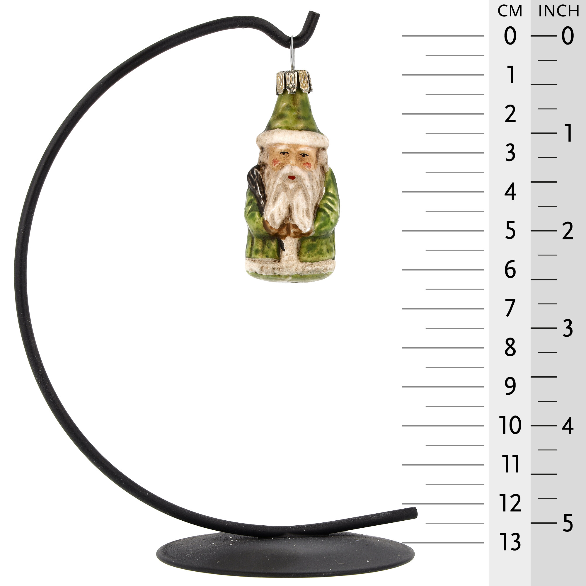 Retro Vintage style Christmas Glass Ornament - Miniature Santa green