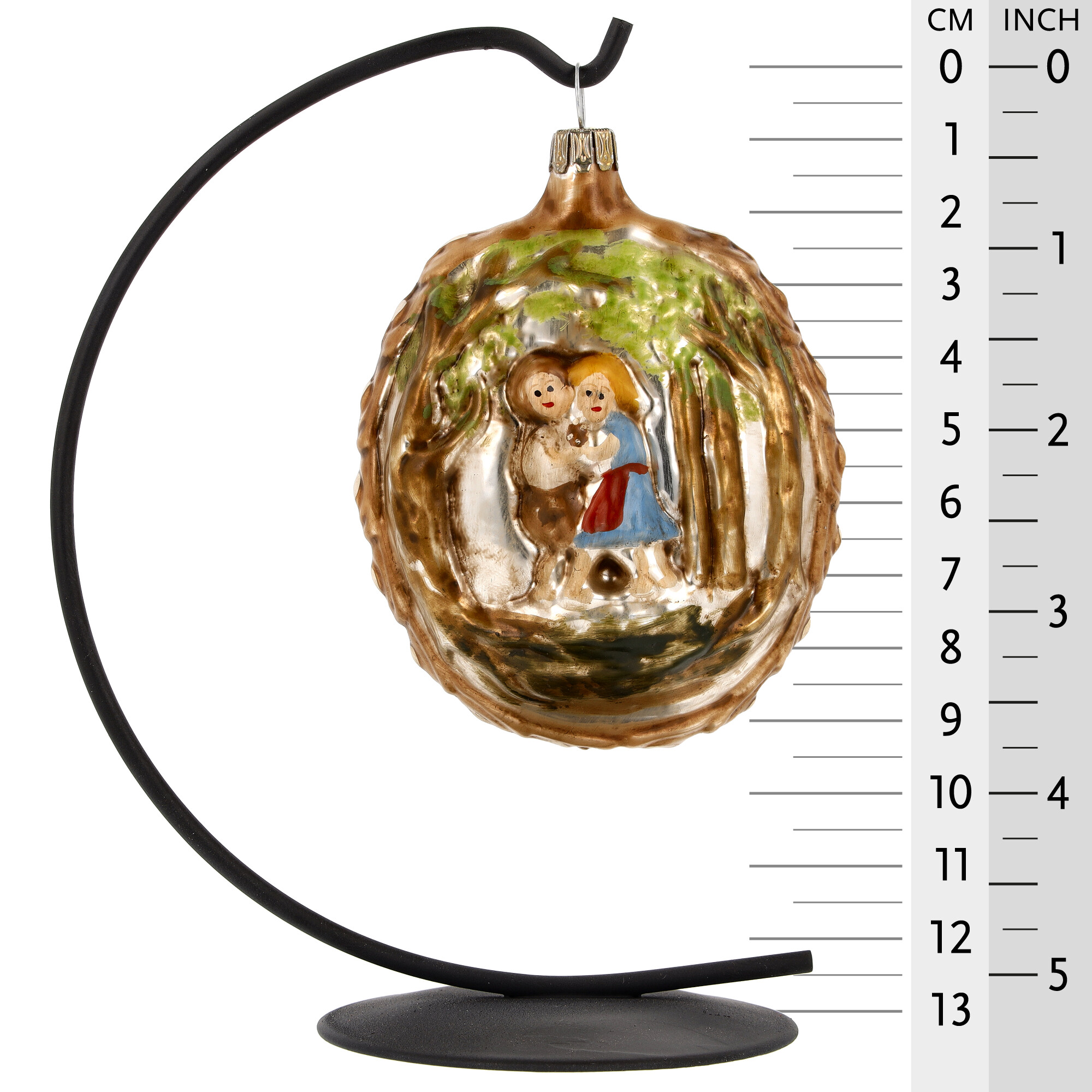 Retro Vintage style Christmas Glass Ornament - Hansel & Gretel with witch