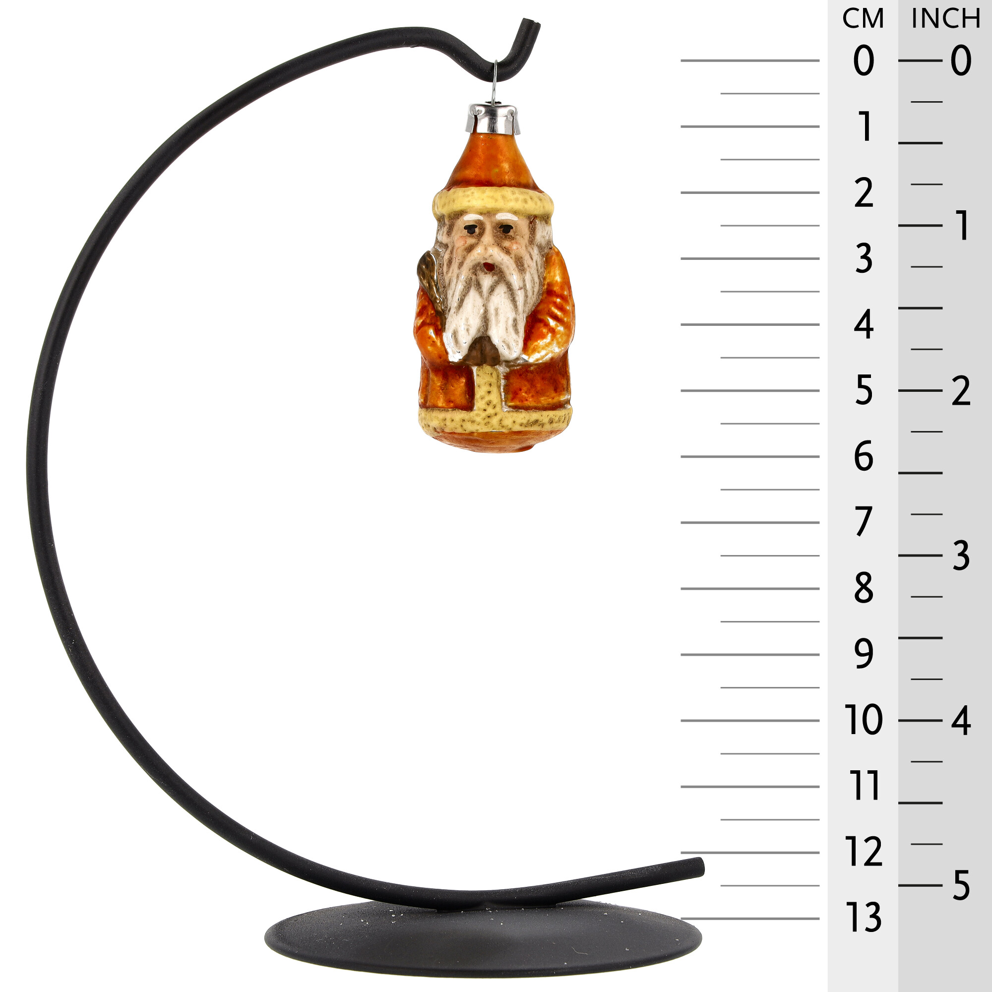 Retro Vintage style Christmas Glass Ornament - Miniature Santa orange