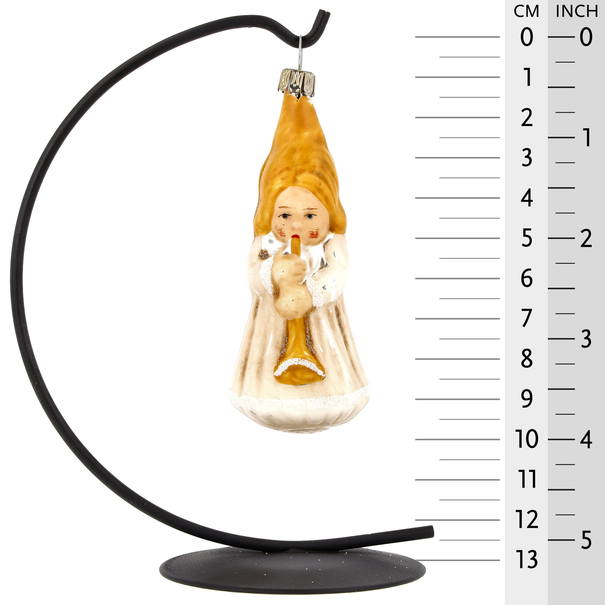 Retro Vintage style Christmas Glass Ornament - Angel with trumpet