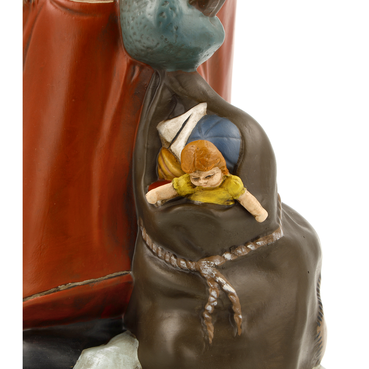 Nikolaus mit Christbaum und Sack, Purpurrot,in hochwertiger Holzkiste